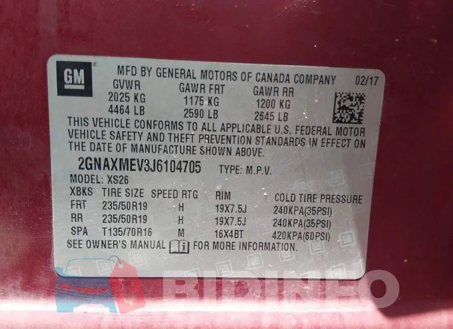 2GNAXMEV3J6104705 Photo# 9