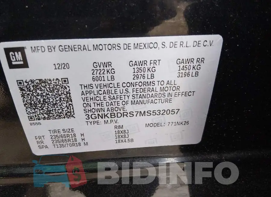 3GNKBDRS7MS532057 Photo# 9