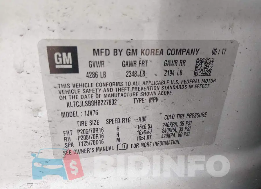 KL7CJLSB8HB227802 Photo# 9