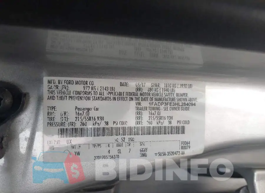 1FADP3FE3HL284094 Photo# 9