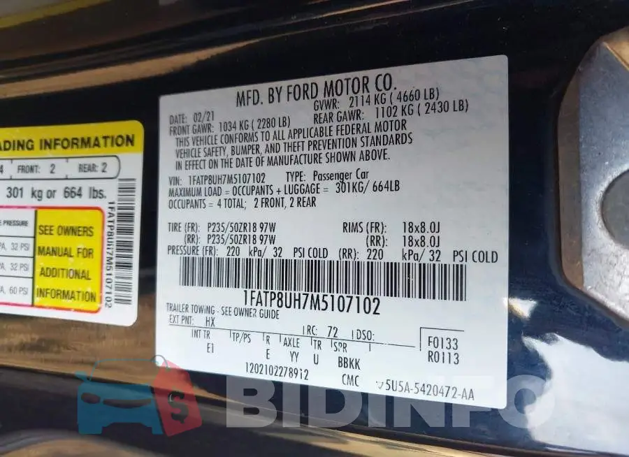 1FATP8UH7M5107102 Photo# 9