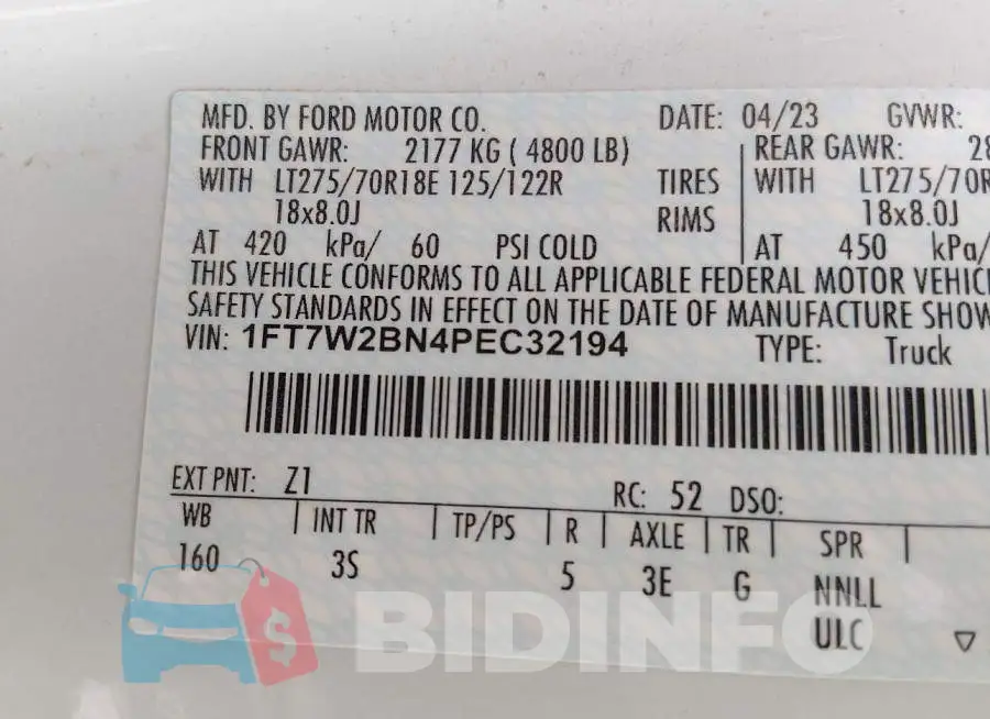 1FT7W2BN4PEC32194 Photo# 9