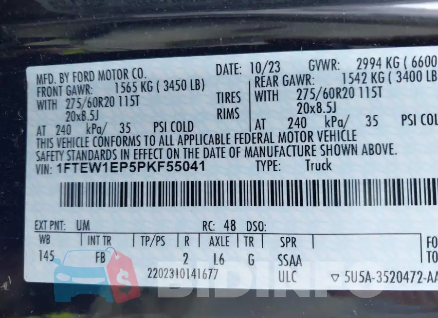 1FTEW1EP5PKF55041 Photo# 9