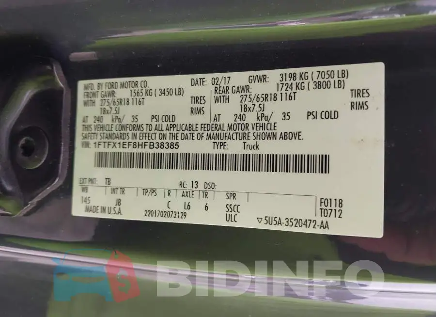 1FTFX1EF8HFB38385 Photo# 9