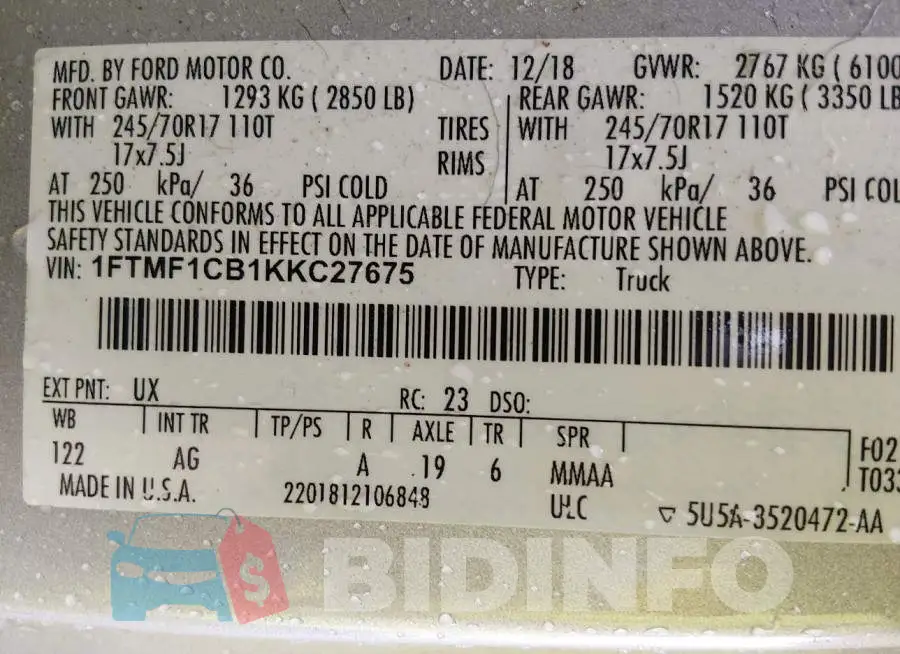 1FTMF1CB1KKC27675 Photo# 9