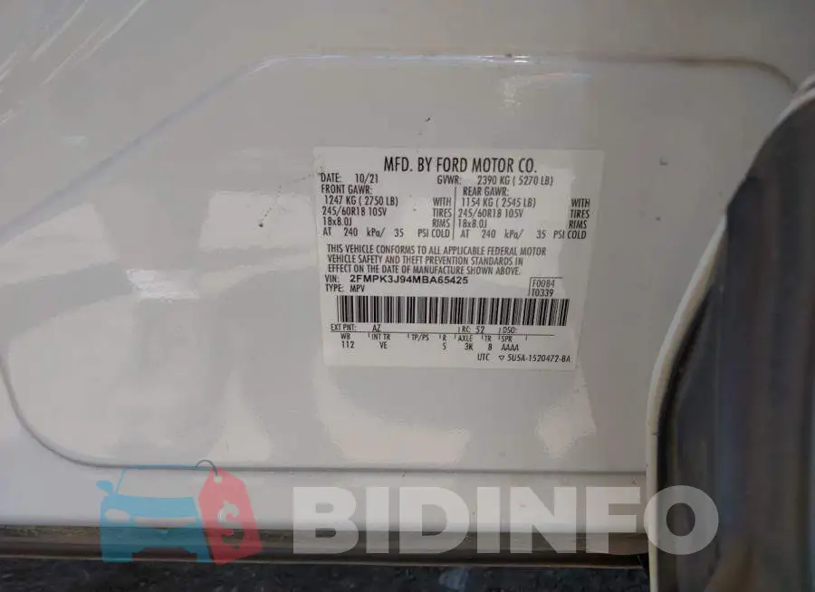 2FMPK3J94MBA65425 Photo# 9