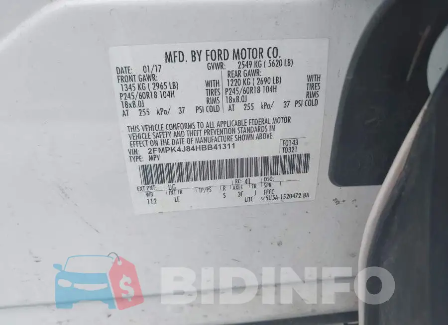 2FMPK4J84HBB41311 Photo# 9