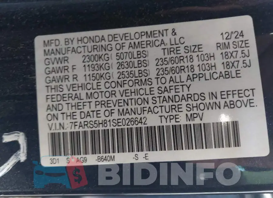 7FARS5H81SE026642 Photo# 9