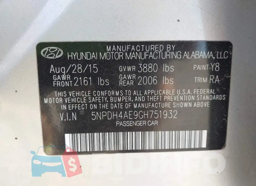 5NPDH4AE9GH751932 Photo# 9