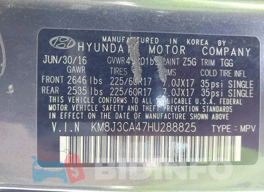 KM8J3CA47HU288825 Photo# 9