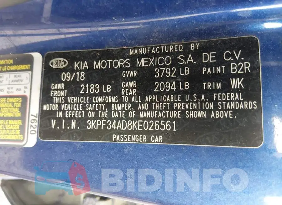 3KPF34AD8KE026561 Photo# 9