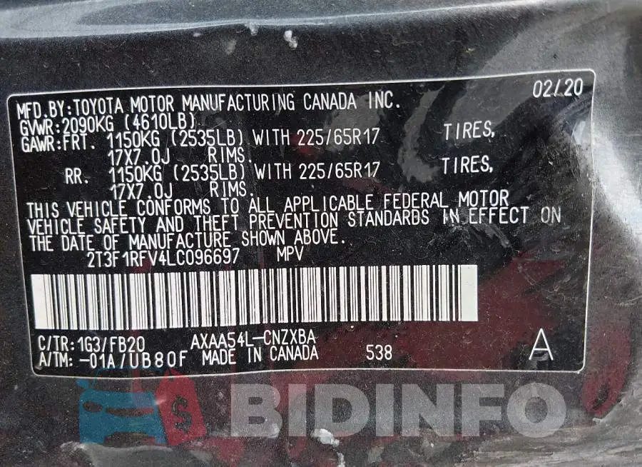 2T3F1RFV4LC096697 Photo# 9