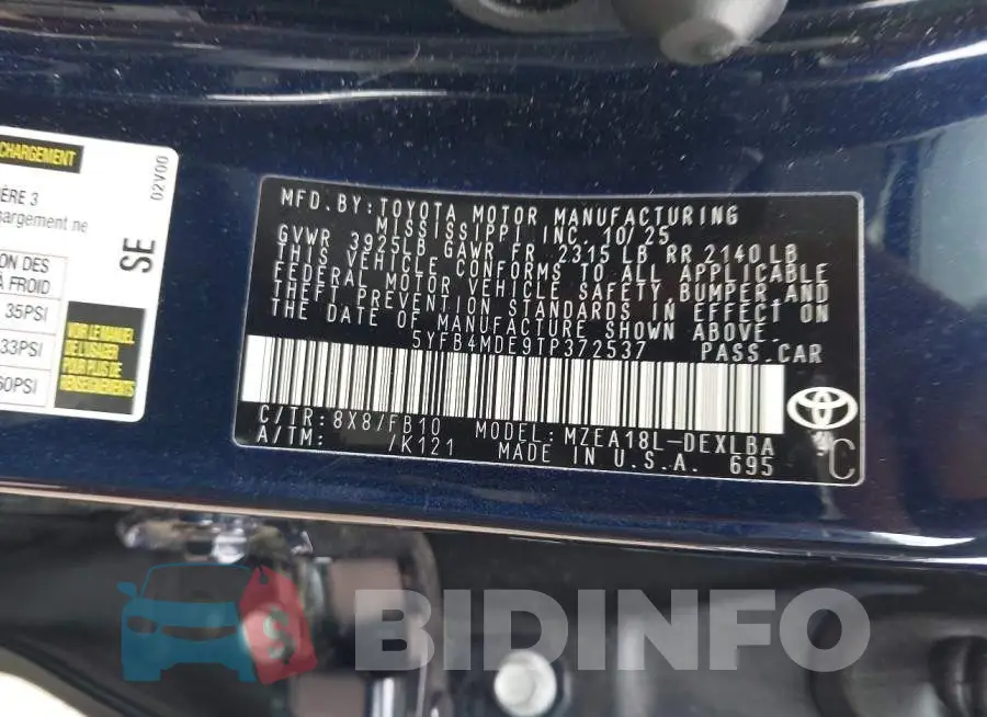 5YFB4MDE9TP372537 Photo# 9