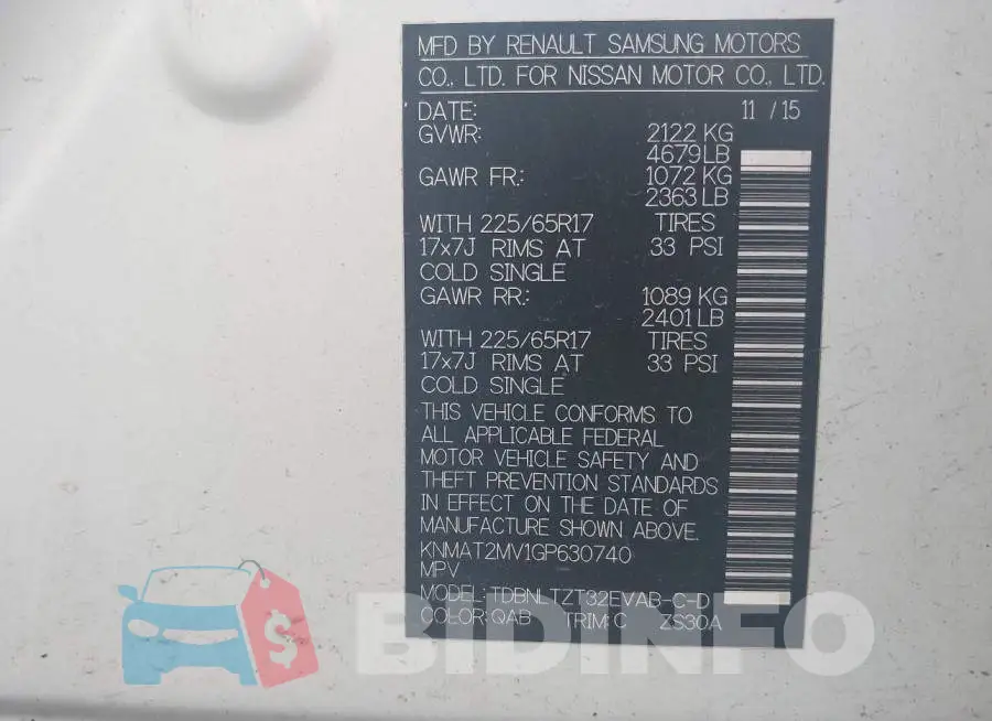 KNMAT2MV1GP630740 Photo# 9