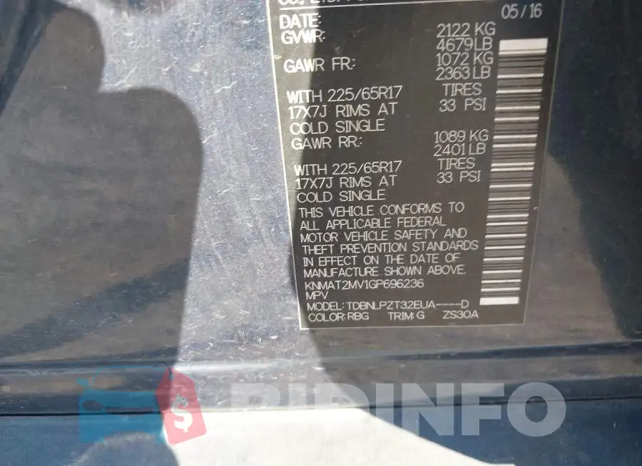 KNMAT2MV1GP696236 Photo# 9