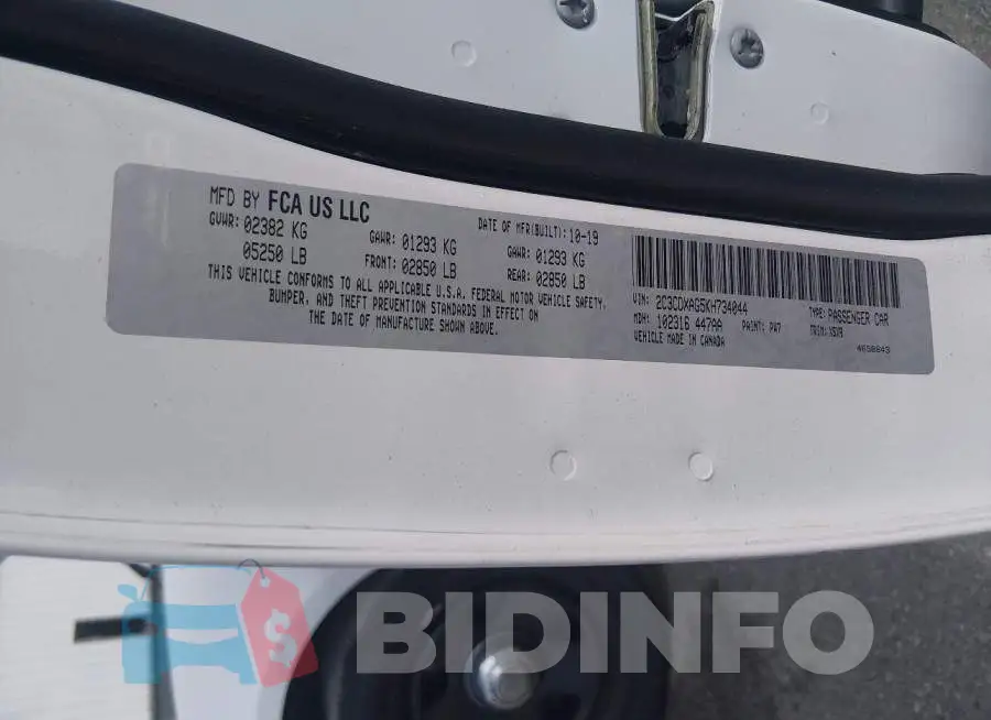 2C3CDXAG5KH734044 Photo# 9
