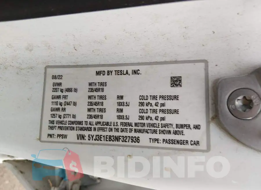 5YJ3E1EB3NF327936 Photo# 9