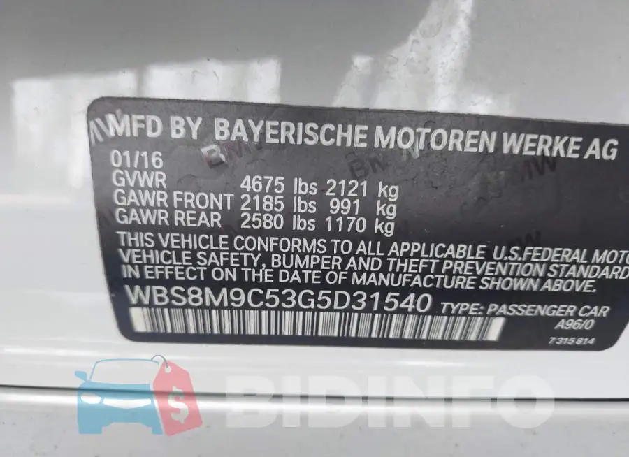 WBS8M9C53G5D31540 Photo# 9