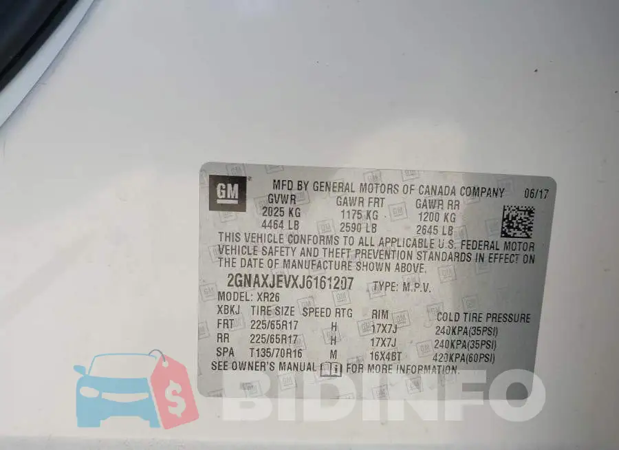 2GNAXJEVXJ6161207 Photo# 9