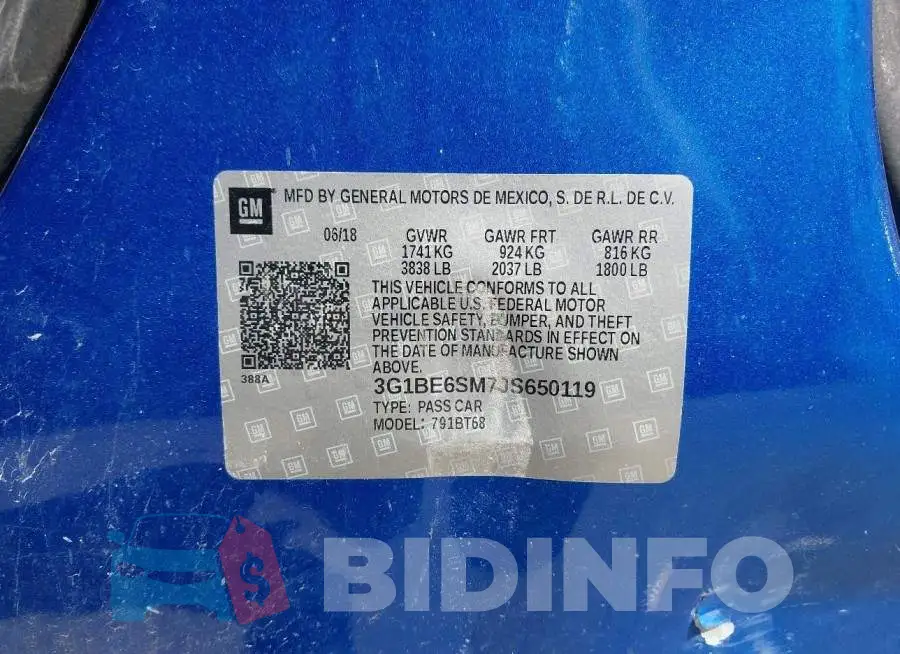 3G1BE6SM7JS650119 Photo# 9