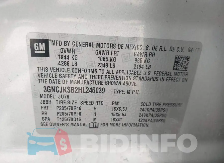 3GNCJKSB2HL246039 Photo# 9