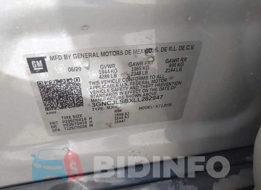 3GNCJLSBXLL282947 Photo# 9