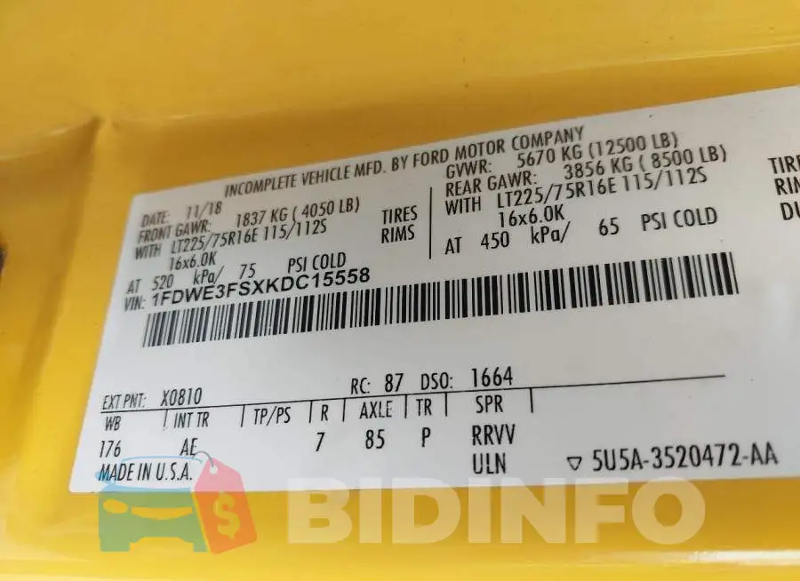 1FDWE3FSXKDC15558 Photo# 8