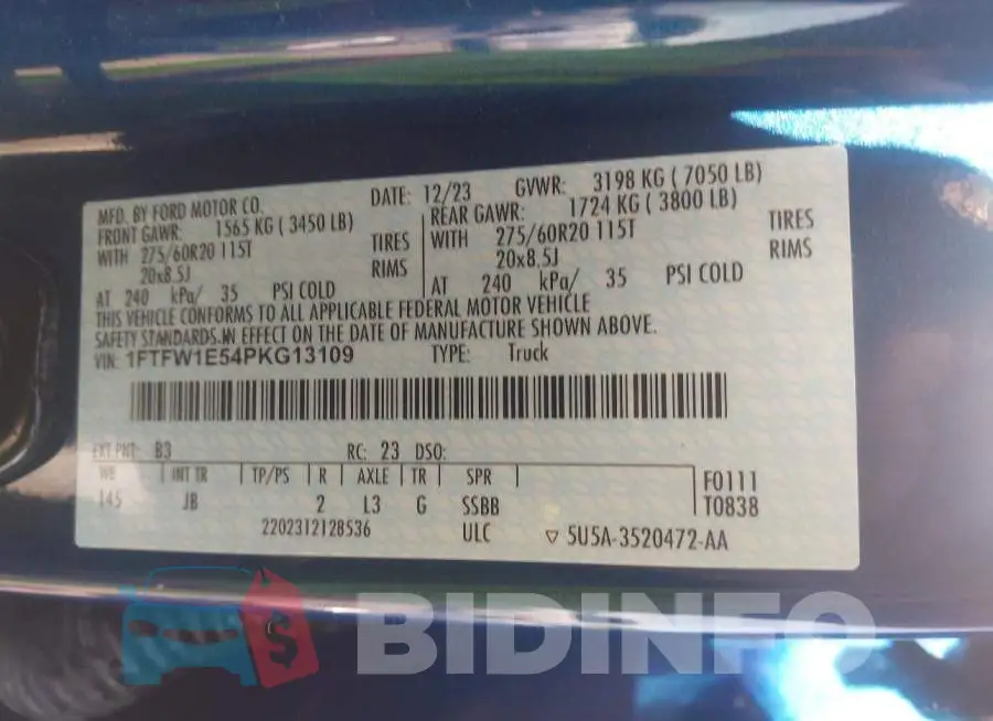 1FTFW1E54PKG13109 Photo# 9