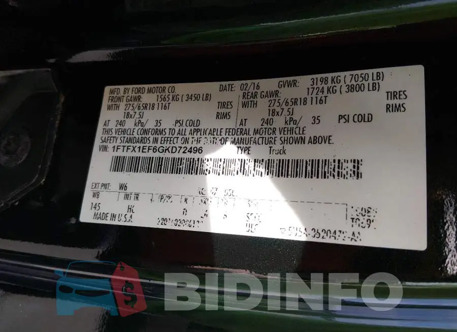 1FTFX1EF6GKD72496 Photo# 9