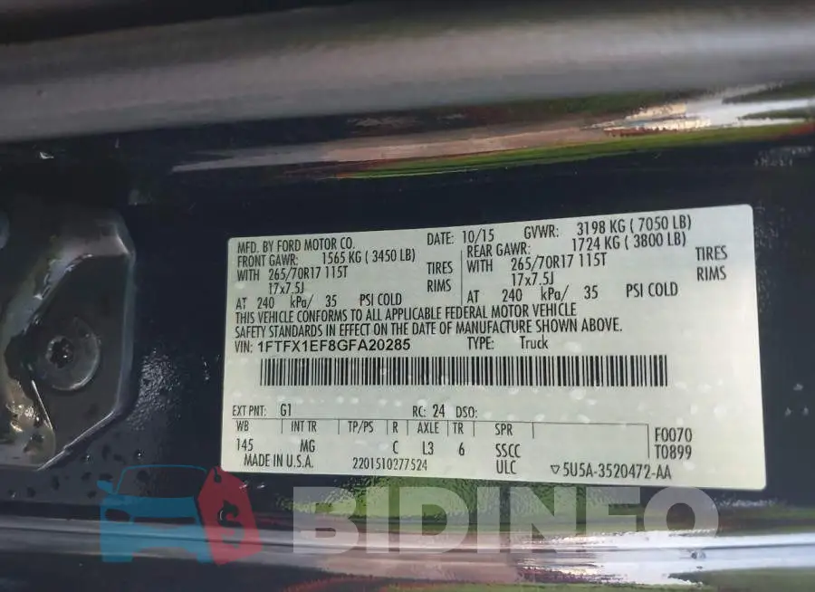 1FTFX1EF8GFA20285 Photo# 9