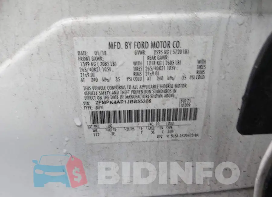 2FMPK4AP1JBB55308 Photo# 9
