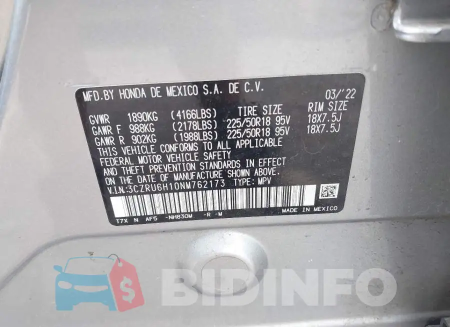 3CZRU6H10NM762173 Photo# 9