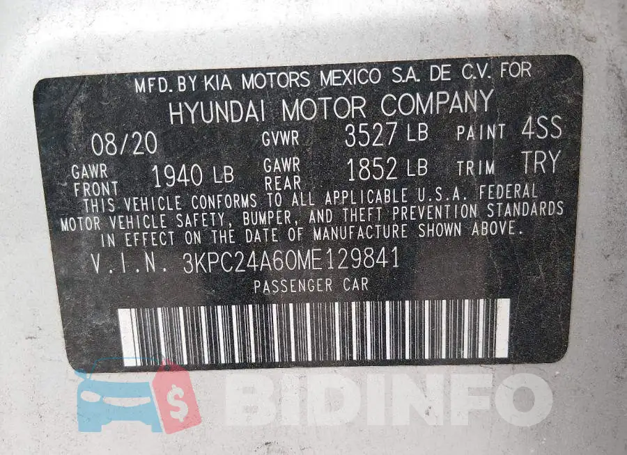 3KPC24A60ME129841 Photo# 9