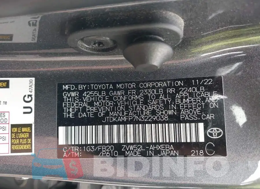 JTDKAMFP7N3229038 Photo# 9