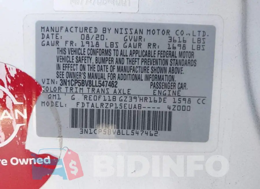 3N1CP5BV8LL547462 Photo# 9