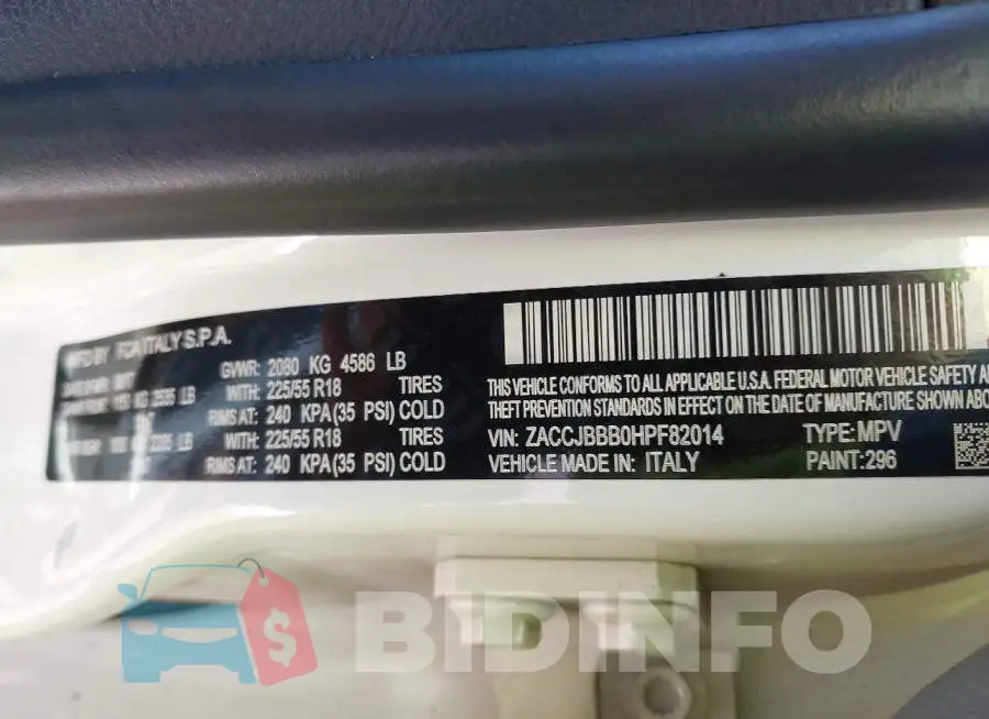 ZACCJBBB0HPF82014 Photo# 9