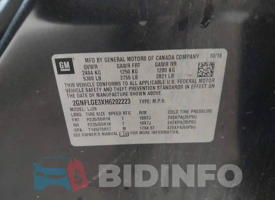 2GNFLGE3XH6202223 Photo# 9