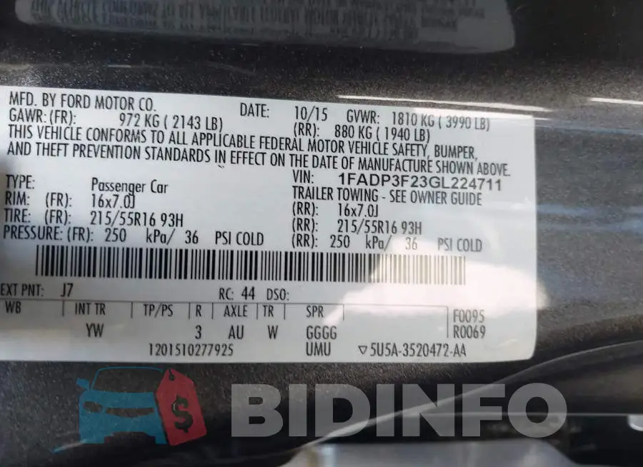 1FADP3F23GL224711 Photo# 9