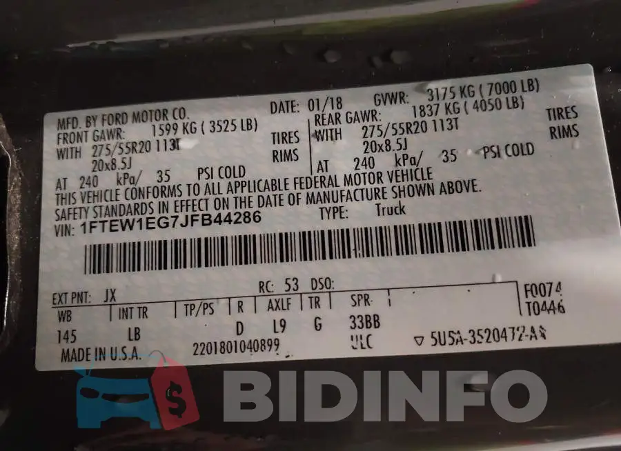 1FTEW1EG7JFB44286 Photo# 9