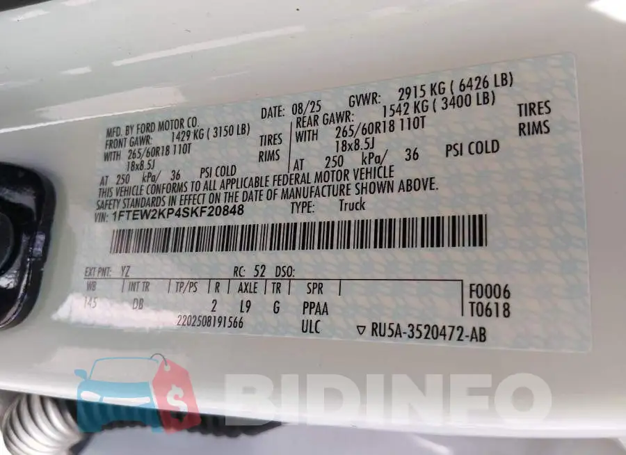 1FTEW2KP4SKF20848 Photo# 9