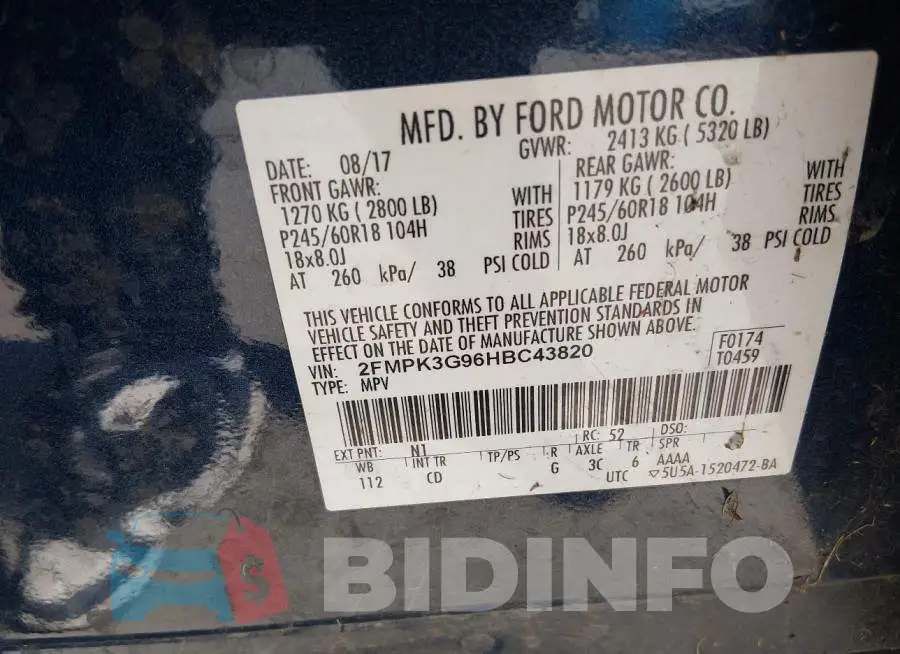 2FMPK3G96HBC43820 Photo# 9