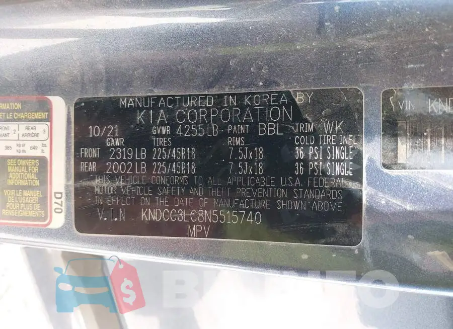 KNDCC3LC8N5515740 Photo# 9
