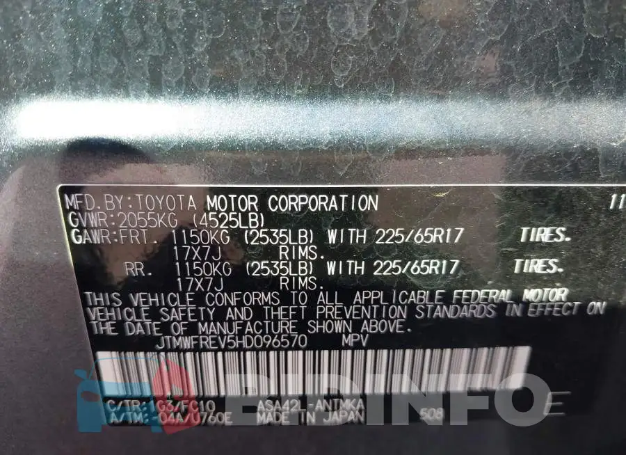 JTMWFREV5HD096570 Photo# 9
