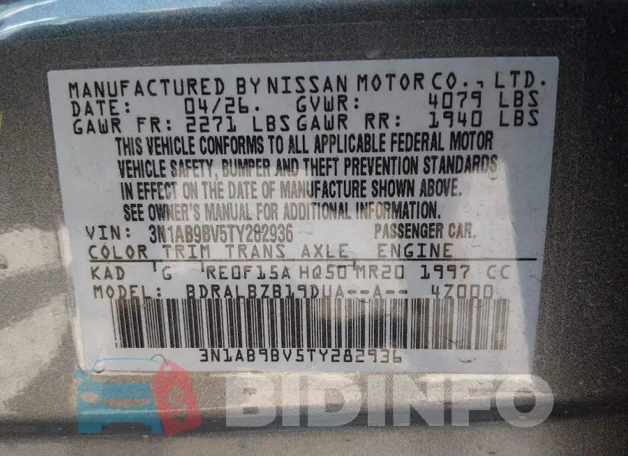 3N1AB9BV5TY282936 Photo# 9