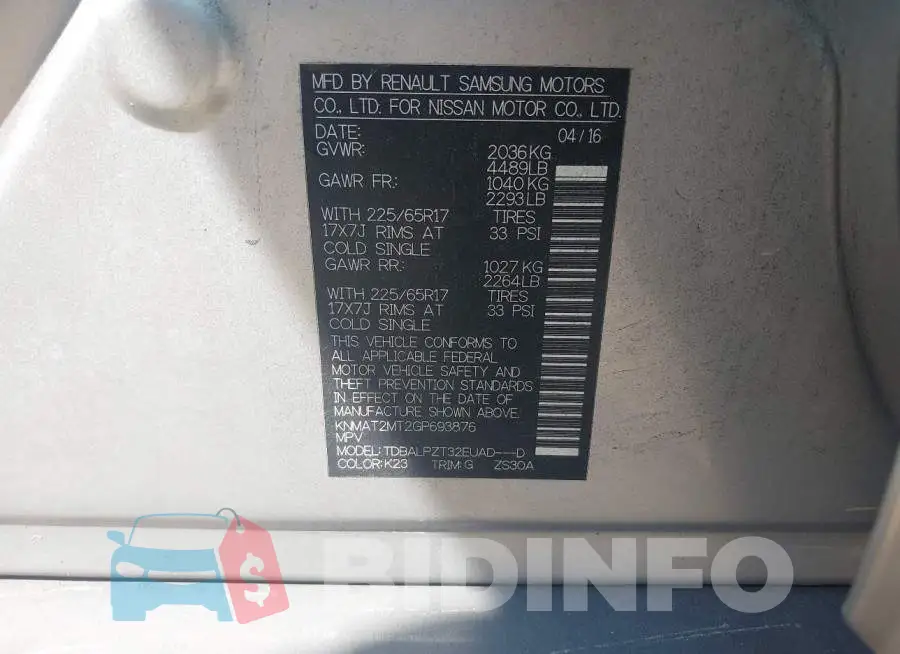 KNMAT2MT2GP693876 Photo# 9