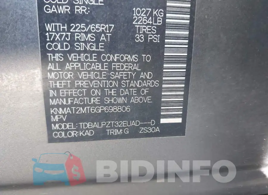 KNMAT2MT6GP698806 Photo# 9