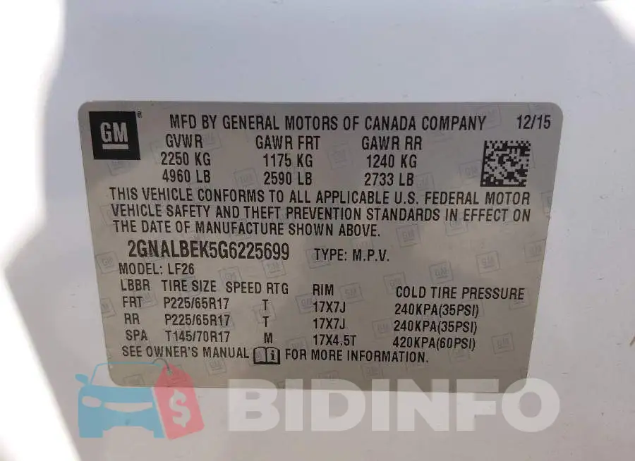 2GNALBEK5G6225699 Photo# 9