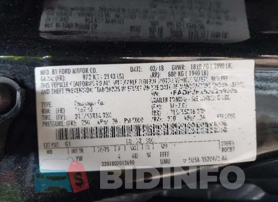 1FADP3F25JL259595 Photo# 9