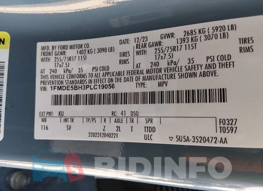 1FMDE5BH3PLC19056 Photo# 9