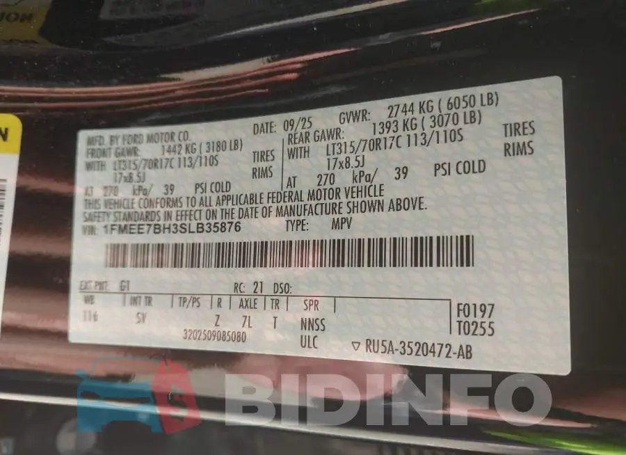 1FMEE7BH3SLB35876 Photo# 9